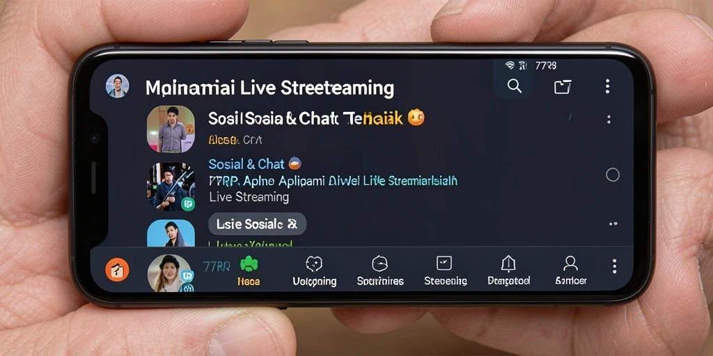 Tampilan antarmuka pengguna 77RP yang modern dan interaktif saat live streaming.
