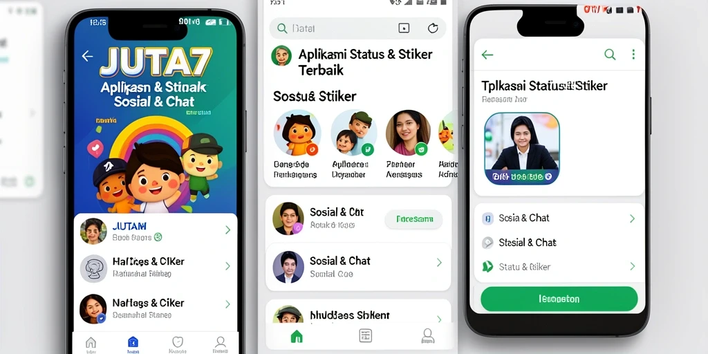 Antarmuka pengguna JUTA7 dengan stiker yang menarik dan berwarna-warni.