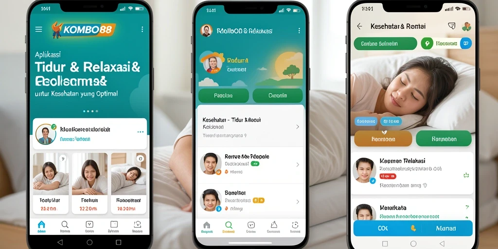 Antarmuka aplikasi KOMBO88 yang mendukung tidur dan relaksasi.