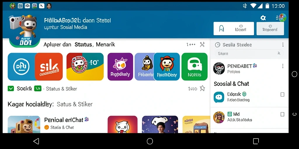 Antarmuka aplikasi PENIDABET menampilkan pilihan status dan stiker yang menarik.