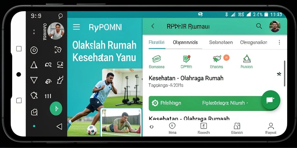 Antarmuka aplikasi RPRR yang menarik dan mudah digunakan untuk olahraga rumah.