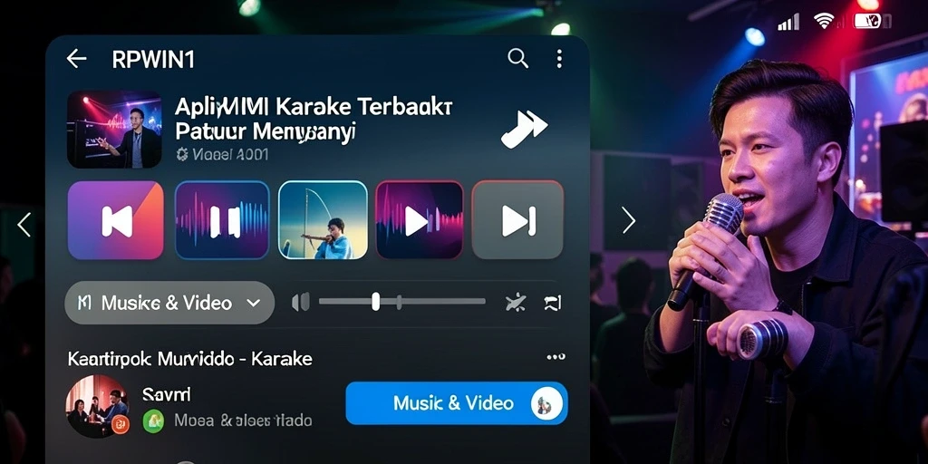 Tampilan antarmuka RPWIN1 untuk Karaoke yang menarik dan interaktif.