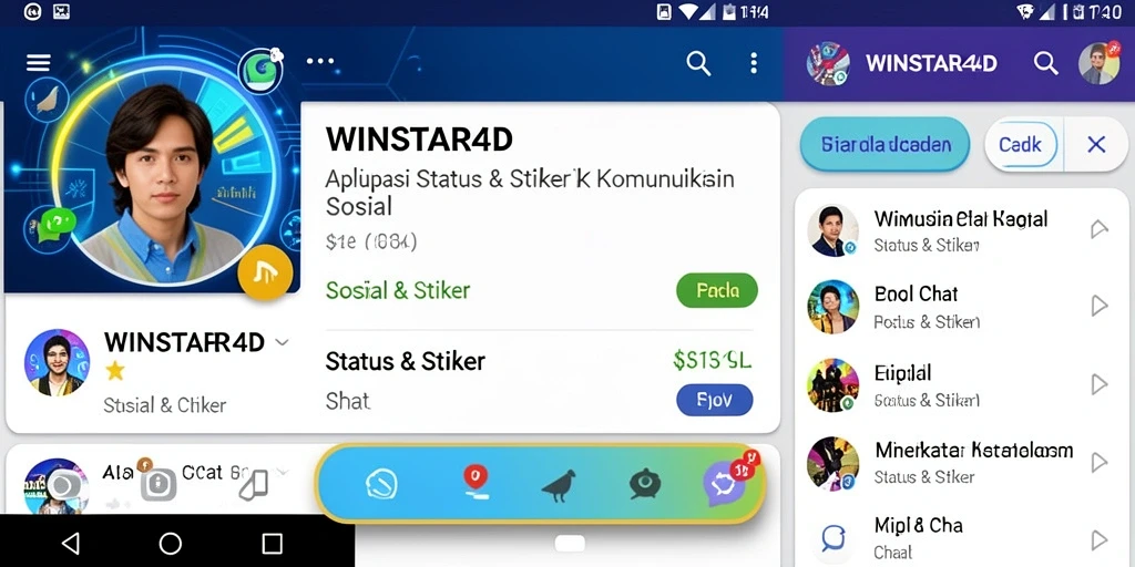 Tampilan antarmuka WINSTAR4D dengan berbagai pilihan stiker.